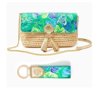 Lilly Pulitzer In A Flutter Clutch Crossbody & Key Chain NEW